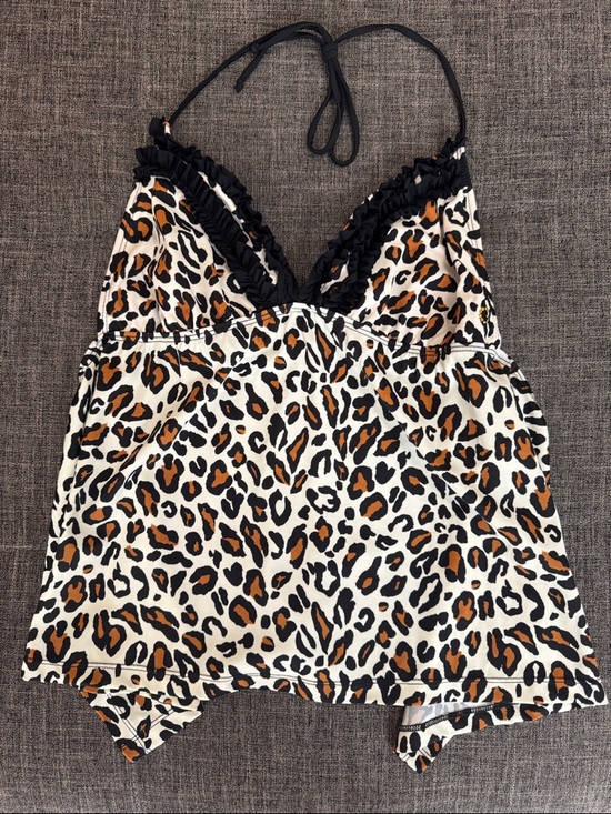 Guess Other - GUESS Leopard Halter Tankini Top Y2K 2000s Animal Print Swim Size L